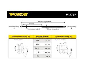 MONROE Gas Strut Cappuccio Motore Adatto Per VW Golf V 1K1 1K5 1K2 ML5735