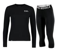 Mons Royale Cascade Merino Base Layer 3/4, pantaloni termici, donna, nero 34(XS) Black