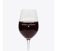 Monsieur TSHIRT Bicchiere da vino con scritta "Papà", in cristallo trasparente, 35 cl, nome dei bambini, prodotto in Europa, regalo per la festa del papà