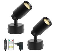 Monsing Faretto a LED per armadio, luce d'accento, lampada da parete con interruttore e spina, 5 W, 3000 K, dimmerabile, controller senza fili, immagine per piante, opere d'arte (bianco caldo)