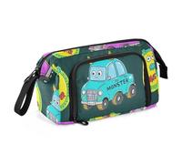 Monster Car - Astuccio portapenne colorato verde di grande capacità, con slot per studenti universitari e scuole indispensabili