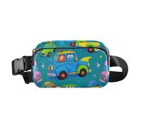 Monster Car Marsupio colorato verde alla moda per uomo e donna piccolo con cinturino regolabile per viaggio, shopping, corsa, bolsas de cintura para mujer, mostro auto colorato verde, moderno, mostro