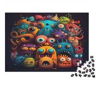 Monster Cartoon-Colorful Whimsical Art Adult Puzzle for Decompression Colorful Monster Faces Crowd Educational Game Challenge 1000 Piece 70x50cm/1000pcs