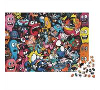 Monster Doodle Puzzle 1000 Pezzis Materiale Riciclato Graffiti Puzzles for Ragazzi e Ragazze Ages 6 Years Up Divertente And Sfidante Famiglia Game Activity 52x38cm/1000pcs