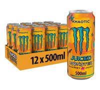 Monster Energy Juiced Khaotic, bevanda energetica contenente caffeina con sapore di agrumi tropicale, in pratiche lattine usa e getta (12 x 500 ml)