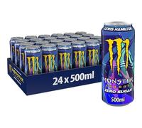 Monster Energy LH44 Lewis Hamilton- 24 Lattine da 500 ml, Energy Drink Zero Zuccheri con Caffeina, L-carnitina, Bevanda Energetica dal Gusto Morbido di Pesca, Vegan