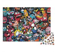 Monster Graffiti Puzzle 1000 Pezzi Materiale Riciclabile Material Colorful Art Puzzles for Anziani Alleviare la Demenza Senile Divertente Activity Ottimo Idea Regalo 70x50cm/1000pcs