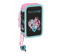 MONSTER HIGH - Astuccio scuola con 37 utili inclusi, astuccio per bambini, ideale per bambini dai 5 ai 14 anni, comodo e versatile, qualità e resistenza, 12,5 x 5,5 x 19,5 cm