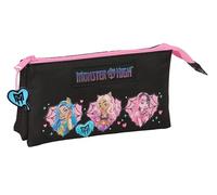 MONSTER HIGH - Astuccio triplo, astuccio per bambini, ideale per bambini in età scolastica, comodo e versatile, qualità e resistenza, 22 x 3 x 12 cm