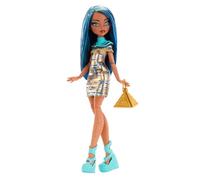 Monster High, Cleo - Bambola articolata con vestito dorato e accessori, per bambini dai 4 anni in su