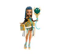 Monster high - cleo de nile scary sweet birthday, bambola con abito da party dorato e accessori a tema