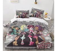 Monster High Copripiumino 3 Pezzi 3D Stampa Digitale Magical Girl Set Copripiumino E Federe Set Di Biancheria Da Letto Microfibra Morbido Con Cerniera Per Bambini Double(200x200cm)
