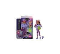 Monster High Creepover Party Doll Clawdeen Wolf con cane Crescent, vestiti e accessori per il pigiama party, come maschera per gli occhi e pizza