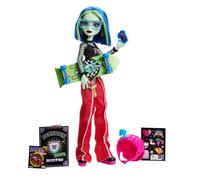 Monster High Diario degli Orrori - Ghoulia Yelps, bambola e set di accessori a tema skate club, tra cui giacca stile college, annuario, skateboard e casco a forma di cervello, JML44