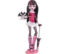 Monster High - Draculaura Repro Doll, bambola da collezione alta 27 cm con scarpe e abiti originali, cucciolo e accessori inclusi e con piedistallo, giocattolo per bambini, 6+ anni, HGC29