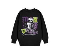 Monster High Felpa nera da ragazza | Maglia a maniche lunghe con scollo rotondo | Abbigliamento classico cartone animato | Moda in stile liceo Merch, Nero , 7-8 Jahre