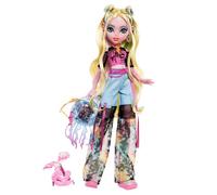 Monster High - Lagoona Blue, bambola con t-shirt in mesh e pantaloni cargo, pesciolina Neptuna e accessori come zaino, spuntino e taccuino inclusi, giocattolo per bambini, 4+ anni, HXH75