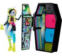 MONSTER HIGH - SEGRETI DA BRIVIDO NEON FRIGHTS FRANKIE STEIN, PLAYSET CON BAMBOLA, ABITI E ARMADIETTO PER I LOOK