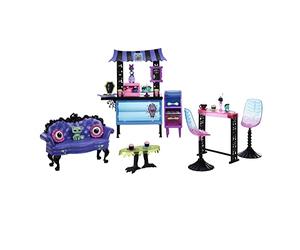 Monster High - Playset Caffè Post Mortem, set caffetteria con due mostramici, mobile da paura, bancone, pasticcini e bevande, giocattolo per bambini, 4+ anni, HMV78