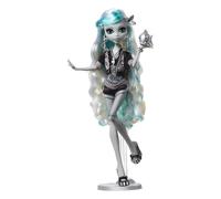 Monster High Reel Drama - Lagoona Blue, bambola da collezione in stile bianco e nero con accessori, poster cinematografico a tema film dell'orrore incluso, giocattolo per bambini, 6+ anni, HKN30