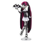 Monster High Reel Drama - Draculaura, bambola da collezione in stile bianco e nero con accessori, poster cinematografico a tema film dell'orrore incluso, giocattolo per bambini, 6+ anni, HKN27