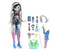Monster High - Rockstar Frankie Stein, bambola con look, strumenti e accessori a tema perfomance musicale, cuffie e chitarra con tastiera incluse, giocattolo per bambini, 4+ anni, HNF84