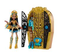 Monster High Segreti da Brivido - Cleo de Nile Misteri Mostruosi, set con bambola e guardaroba, 19 accessori e capi d'abbigliamento a sorpresa inclusi, giocattolo per bambini, 4+ anni, HXH86