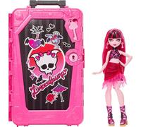 Monster High Segreti da Brivido - Draculaura Destinazione Oasi di Gore-geous, set con bambola e valigia piena di 19 sorprese, abiti e accessori inclusi, 4+ anni, JDR50