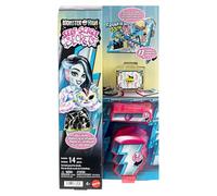 Monster High Self-Scare Secrets - Frankie Stein, set con bambola e accessori, 13 sorprese a tema come prodotti per colorare i capelli e console per videogiochi. 4+ anni, JMG73