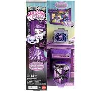 Monster High Self-Scare Secrets - Spectra Vondergeist, set con bambola e accessori tra cui 13 sorprese a tema come set per manicure e giradischi inclusi, 4+ anni, JHK46