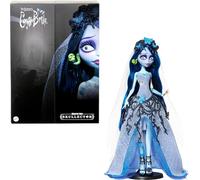 Monster High Skullector - Emily La sposa cadavere, bambola da collezione con abito da sposa in tela di ragno stile gotico, velo effetto mussola, accessori e piedistallo inclusi, JDR67