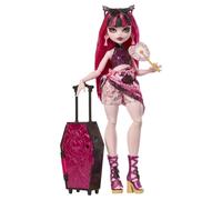 Monster High Segreti da Brivido - Draculaura Destinazione Oasi di Gore-geous, set con bambola e valigia piena di 19 sorprese, abiti e accessori inclusi, 4+ anni, JDR50