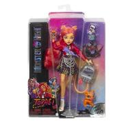 Monster High Toralei HHK57 - Bambola da collezione a righe con animali da compagnia e accessori Sweet Fangs G3 Reboot, multicolore