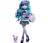 MONSTER HIGH - TWYLA CREEPOVER PARTY, BAMBOLA CON OUTIFIT DETTAGLIATO E ACCESSORI PER IL PIGIAMA PARTY, CUCCIOLO CONIGLIETTO DUSTIN INCLUSO