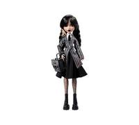 Monster High mercoledì, Bambola e Accessori, mercoledì Addams da Collezione in Uniforme Nevermore Academy con Mano; Zaino e piedistallo per Bambola, HXJ04