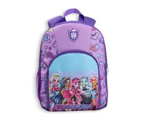 Monster High Zaino viola da ragazza | Draculaura Frankie Stein Clawdeen Wolf Character Graphic | Chiusura con zip con tasca frontale e merchandising posteriore imbottito