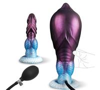 Monster Inflatable Dildo Adjustable 1.8-3.1in Knot Silicone Suction Cup Butt Plug Viola for Women Men