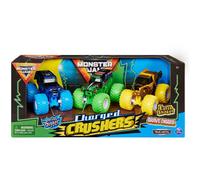 Monster Jam Charged Crushers 3-Pack (Grave Digger Son-Uva Digger e Earth Shaker) scala 1:64