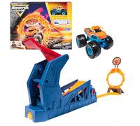 Monster Jam El Toro Loco Exclusive Edition - Camion pressofuso, rampa, anello di fiamma e auto schiacciate, giocattolo acrobatico per bambini