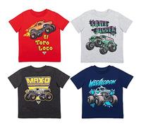 Monster Jam El Toro Loco Zombie Maximum Destruction - Confezione da 4 magliette grafiche da bambino a grande bambino, Blu navy/Grigio/Antracite/Rosso, 6