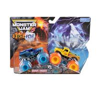 Monster Jam Fire & Ice Split Grave Digger and Split Whiplash scala 1:64 Monster Trucks Veicolo pressofuso 2-Pack
