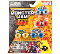 Monster Jam Marvel, mini inceppamenti per veicoli giocattolo, 5 pezzi