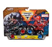 Monster Jam, Marvel Official Venom Vs. The Amazing Spider-Man Monster Truck pressofuso, scala 1:64, giocattoli per bambini per ragazzi e ragazze dai 3 anni in su