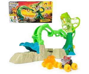 Monster Jam Mini Jams, Cobra's Crazy Escape - Set da gioco motorizzato da 71,1 cm, 2 esclusivi Monster Truck ThunderROARus e JCB Digatron, giocattoli per bambini per ragazzi e ragazze dai 3 anni in su