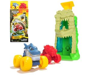 Monster Jam Mini Jams, Megalodon Jungle Blaster Launcher Playset, 2 esclusivi Monster Truck pressofusi e accessori, giocattoli per bambini per ragazzi e ragazze dai 3 anni in su