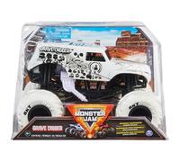 Monster Jam, Monster Truck ufficiale Grave Digger, veicolo pressofuso da collezione, scala 1:24, bianco