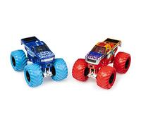 Monster Jam, Monster Trucks ufficiale Blue Thunder vs Hurricane Force in pressofusione scala 1:64 (confezione da 2)