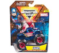 Monster Jam [POSSIBILE_VALUES: Spider, Thor, Capitan America, Iron Man, Black Panther] Toy Vehicle Truck 1t64 MvlSglPk CaptainAmerica, Multicolore, 6069960