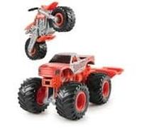 Monster Jam ThunderROARus Monster Truck e Dirt Bike Veicolo rosso e argento pressofuso, giocattoli con rampa display, confezione da 2, scala 1:64