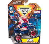 MONSTER JAM, Veicolo Monster Truck Ufficiale Marvel Captain America, Veicolo Die-Cast, in Scala 1:64, Giocattoli per Bambini dai 3 Anni in su